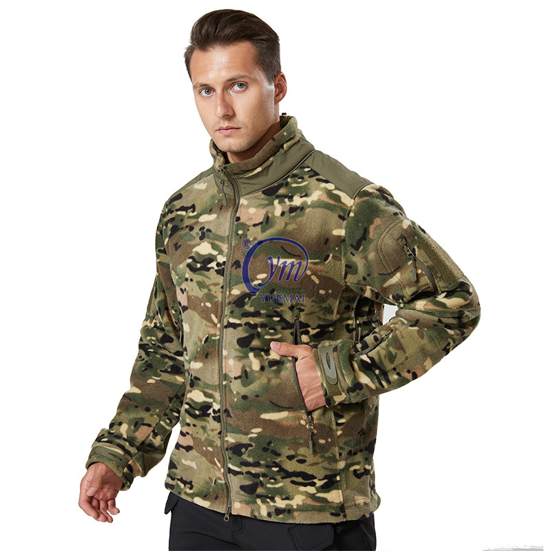 Multicam Men Coat Without Hood Winter Hiking Hunting Tactical Fleece Jacket