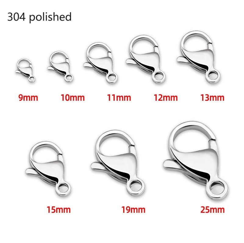 High quality Wholesale 9-15 mm stainless steel real Gold plating Lobster Claw/Clasp,necklace or bracelet clasp ,NICKLE FREE