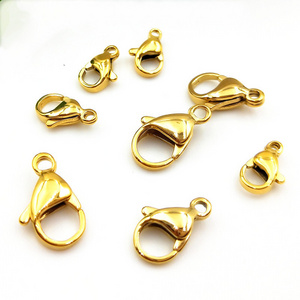 High quality Wholesale 9-15 mm stainless steel real Gold plating Lobster Claw/Clasp,necklace or bracelet clasp ,NICKLE FREE