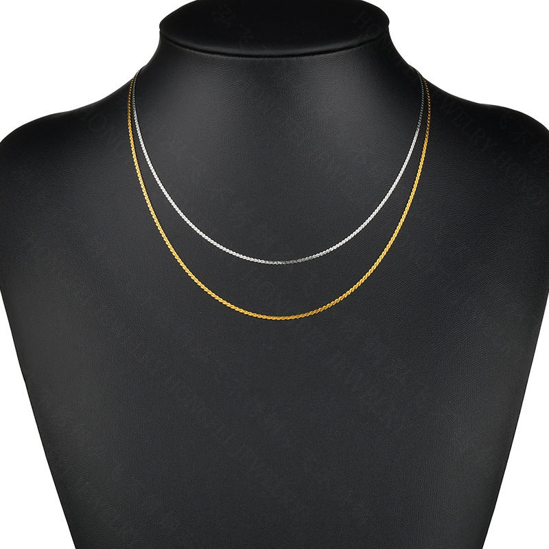 Hiphop 1.2MM/1.5 MM S Chain choker necklace Stainless Steel with Gold and Steel Fashion Gold Plated Chains.Geometric Gift