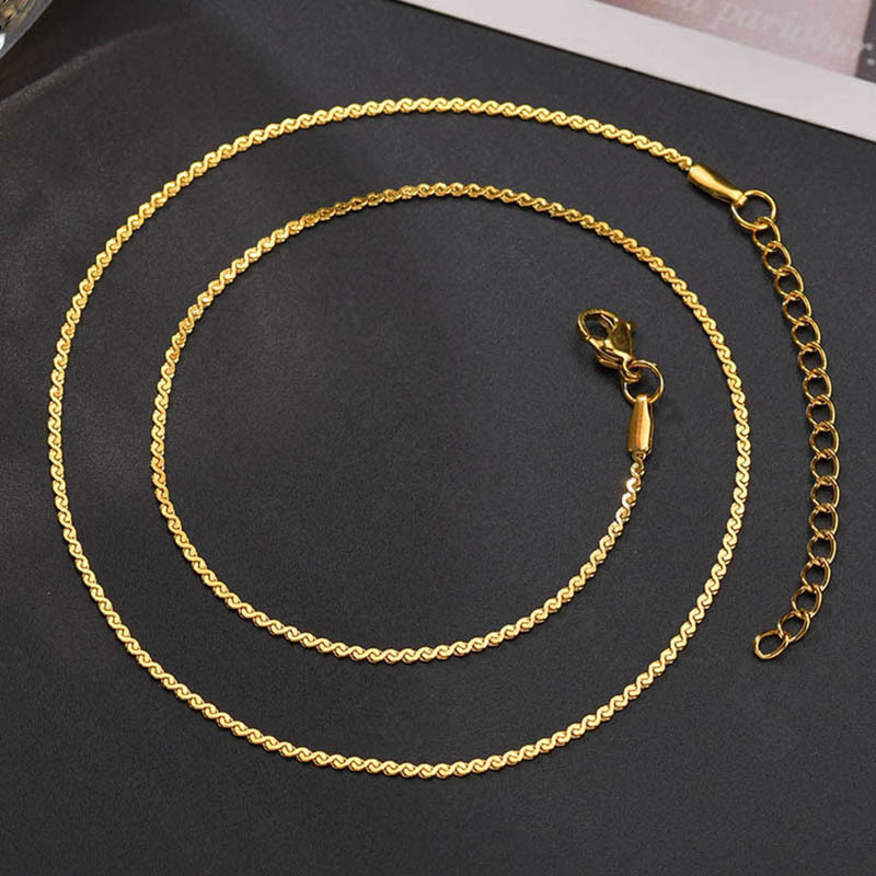 Hiphop 1.2MM/1.5 MM S Chain choker necklace Stainless Steel with Gold and Steel Fashion Gold Plated Chains.Geometric Gift