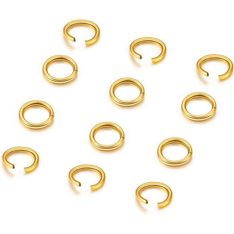 stainless steel with real 18K gold PVD/IP plating jewelry findings jump open ring,3-9 mm,WHOLESALE BULK DIY Accessories