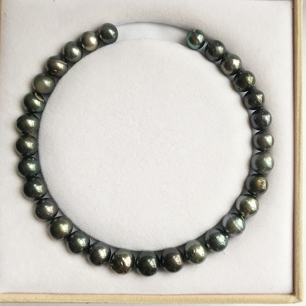 16 inch,wholesale bulk price 12-15 mm nature baroque tahitian pearl  good luster A+ round nature loose tahitian strand pearl