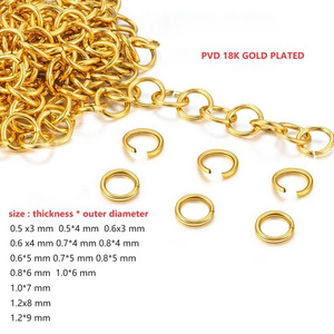 stainless steel with real 18K gold PVD/IP plating jewelry findings jump open ring,3-9 mm,WHOLESALE BULK DIY Accessories