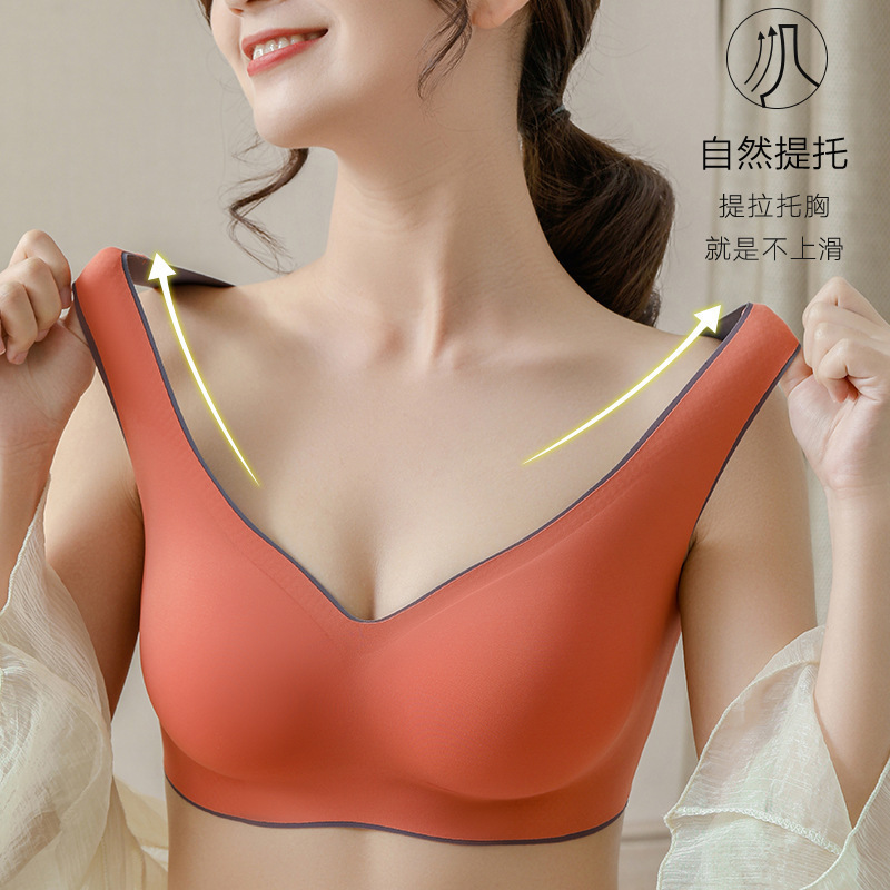 Seamless Underwear Women's Non-Slip Breast Holding Small Chest Push up Wireless Strapless Sexy Half Cup Large Bra Wholesale