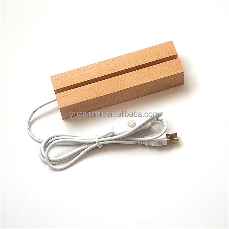 Wholesale Solid Wood Led Display Night Light Base Holder Stand  3d Led Lamp Wooden Base for DIY acrylic