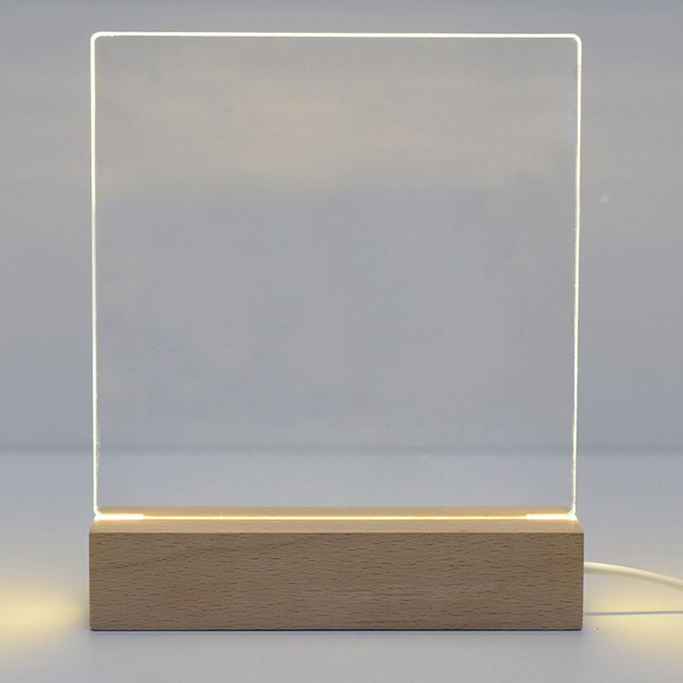 Hot Selling Beech USB Rectangular Night Light wooden led light bases for acrylic