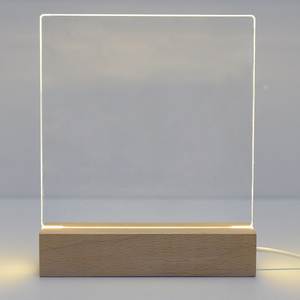 Hot Selling Beech USB Rectangular Night Light wooden led light bases for acrylic