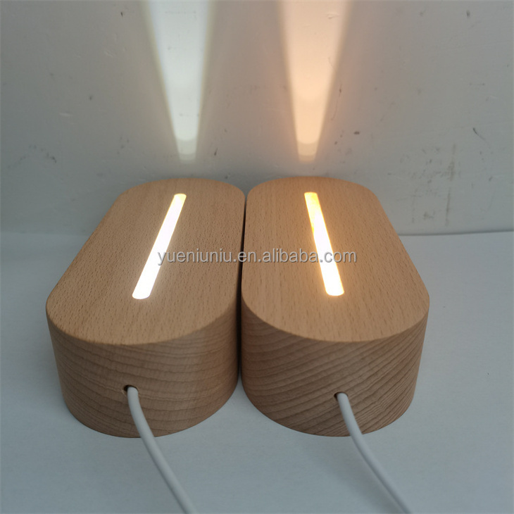 USB Charge Blank Acrylic Wooden Lamp Base Baby 3D Night Light With Acrylic OEM Plate LED base wooden light lamp base