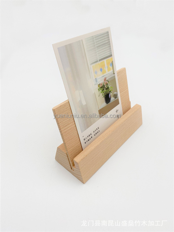 Card Holder Wood Base Stand For Led Acrylic Sign Self Standing Sign Poster Wooden Greeting Card Display Wooden Table Card Base