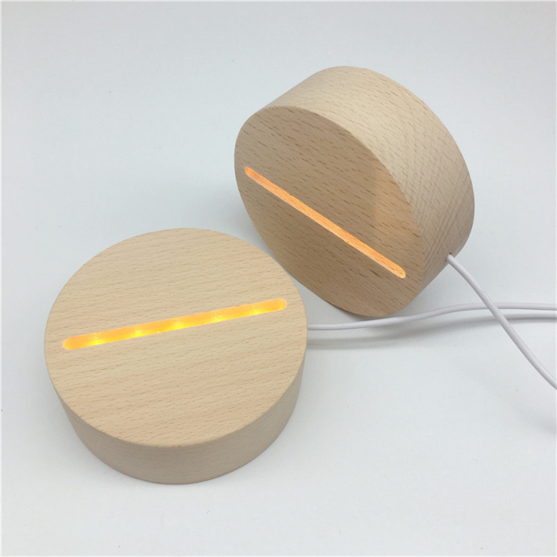 Australia Hot Selling USB LED 7 Colors Wooden Resin Lamp Base Creative 3D Night Light