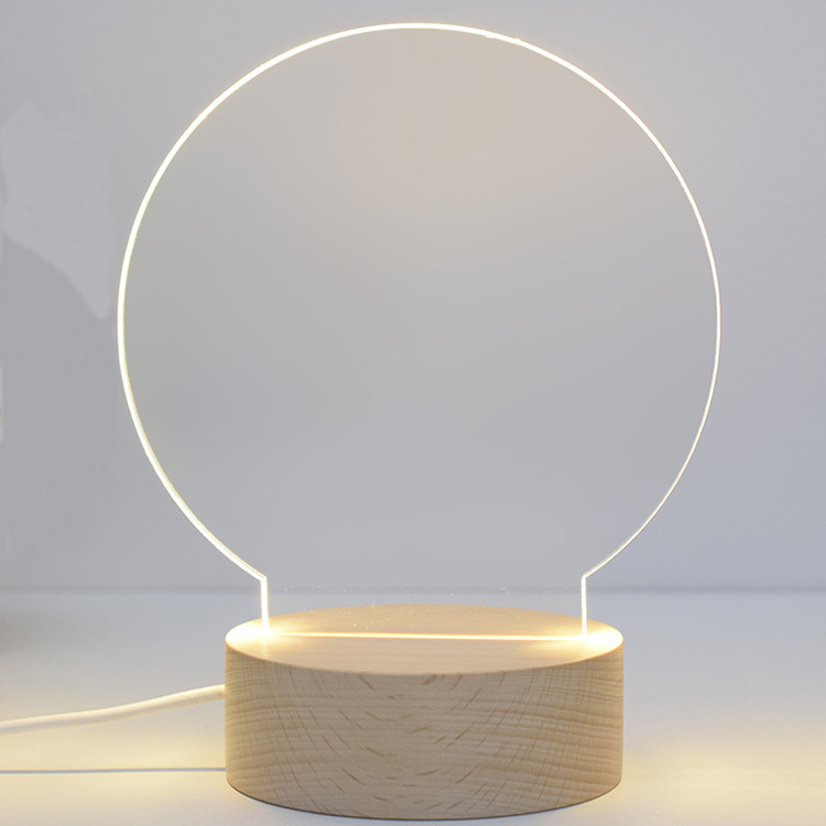 USB Wooden Base Light Led 3D Xiaoye Rectangle Round Oval Wooden Base night light base wood lamp