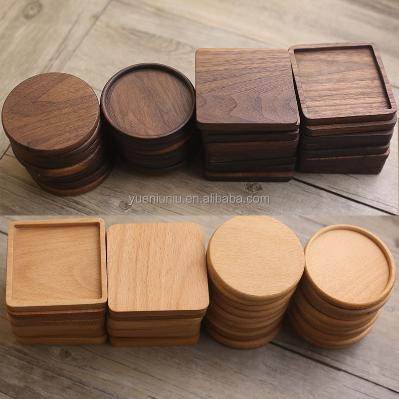 The best quality brown round Coaster coffee Breakfast Plate service wood tray Wooden coaster