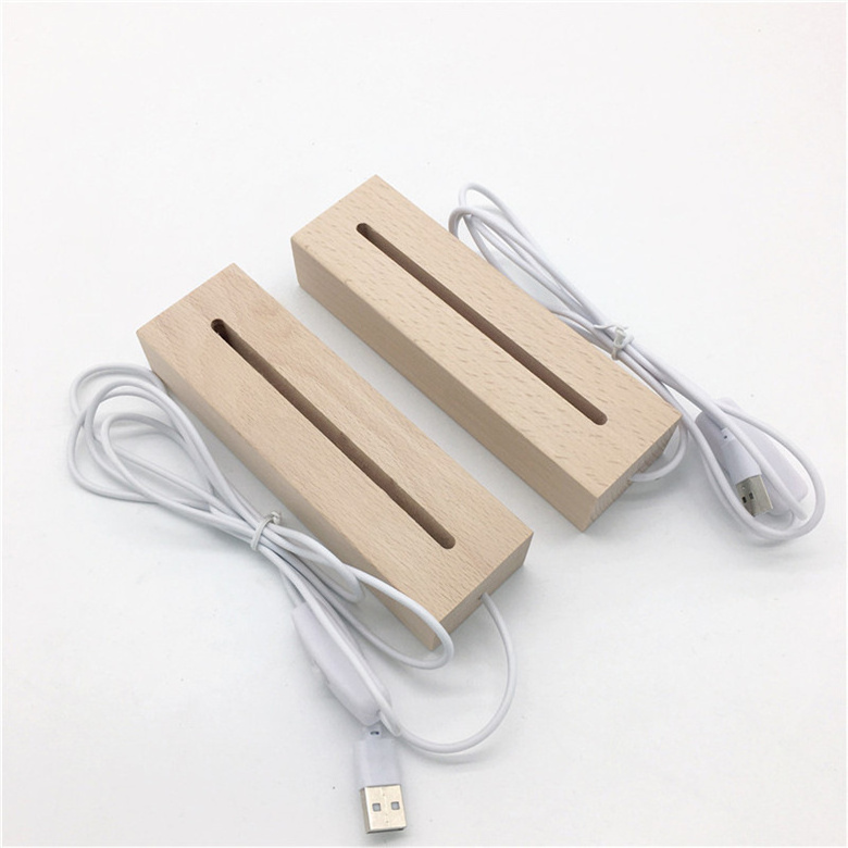 Wholesale Solid Wood Led Display Night Light Base Holder Stand  3d Led Lamp Wooden Base for DIY acrylic