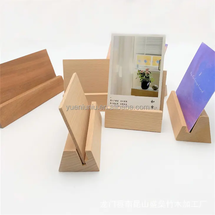 Card Holder Wood Base Stand For Led Acrylic Sign Self Standing Sign Poster Wooden Greeting Card Display Wooden Table Card Base