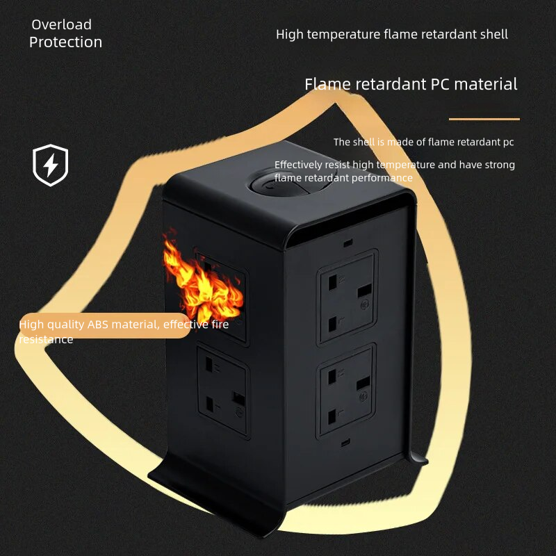 Creative and fashionable vertical smart socket with 4USB multi-function plug-in board