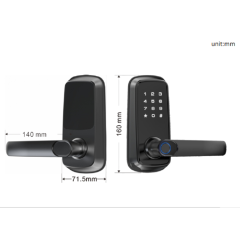 Waterproof Tuya Wifi Smart Door Lock Digital Password Single-Sided Fingerprint Electronic Rim Lock For Outdoor Iron Gate Door