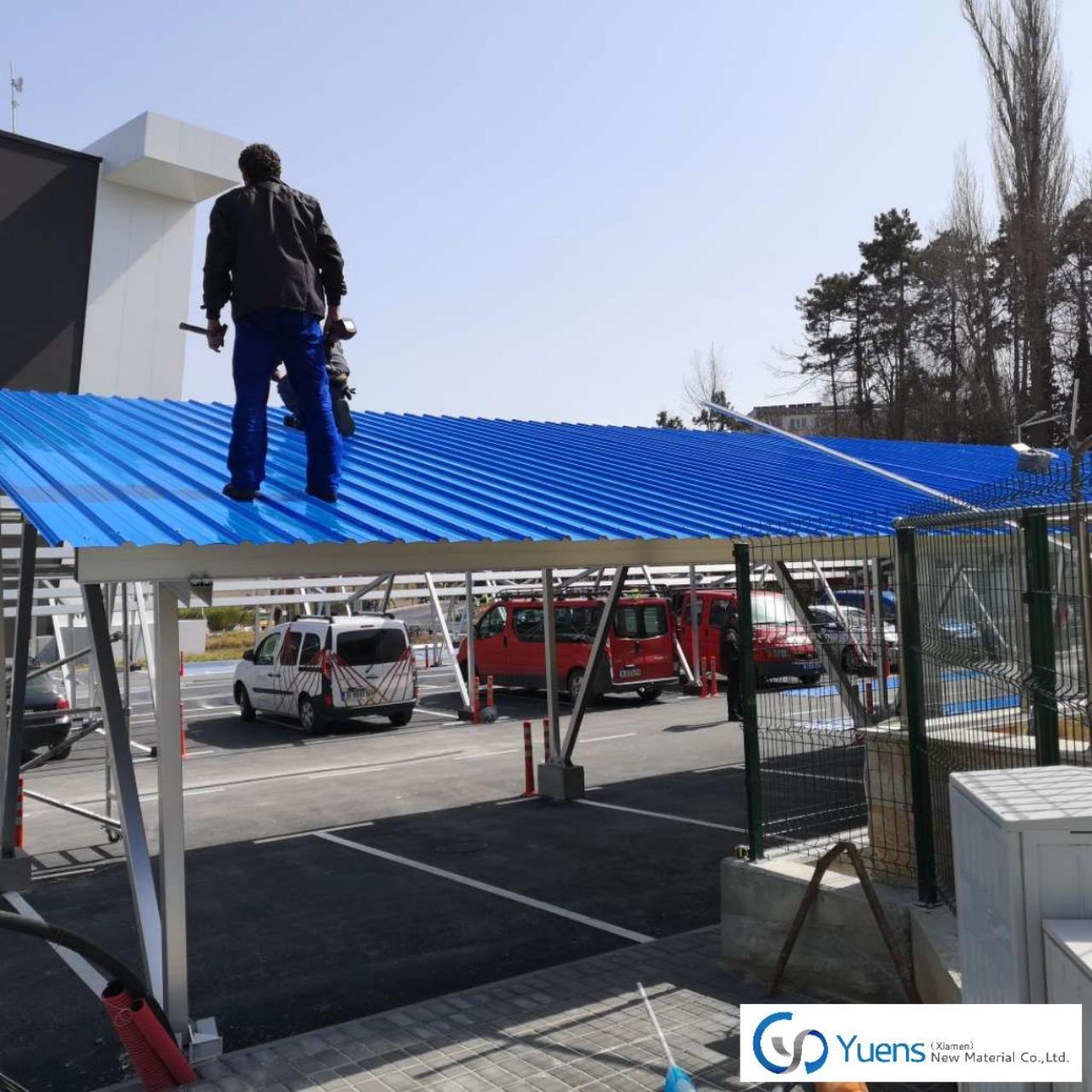 Waterproof solar car shade car parking shade pv mounting structure.