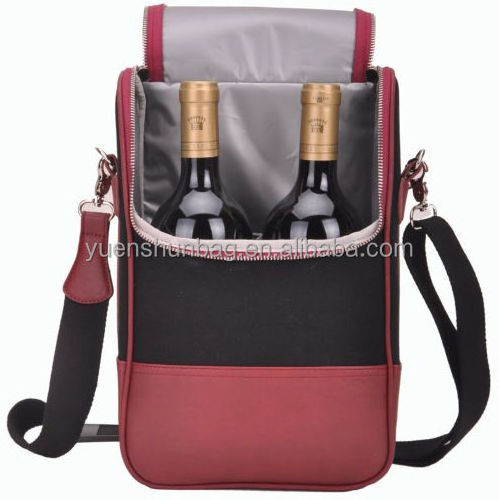 Insulated2-Bottle Wine Cooler Carrier Case Bottle Bag Top Handle Travel Picnic