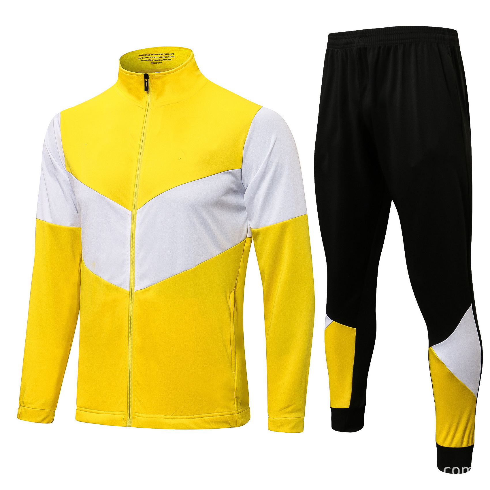 blue and yellow Sportswear Half Zip Polyester training kit men soccer tracksuit