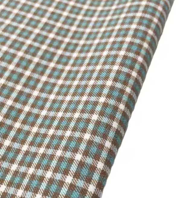 Twill check yarn-dyed checked fabric Uniform polyester rayon spandex fabric used in pants, skirts and suits