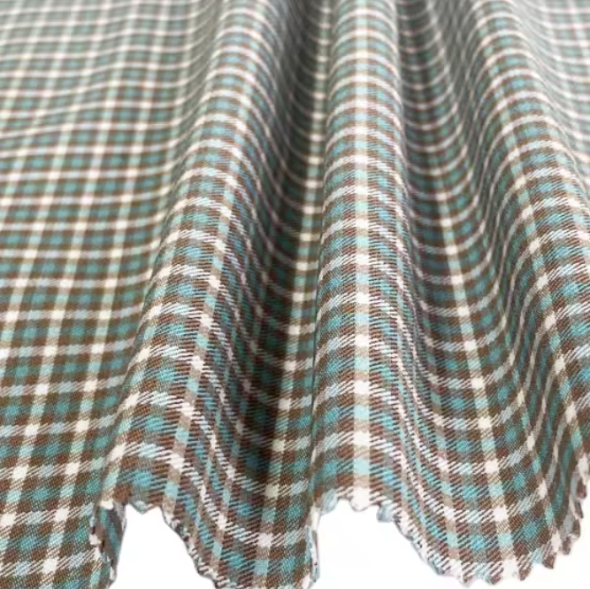 Twill check yarn-dyed checked fabric Uniform polyester rayon spandex fabric used in pants, skirts and suits