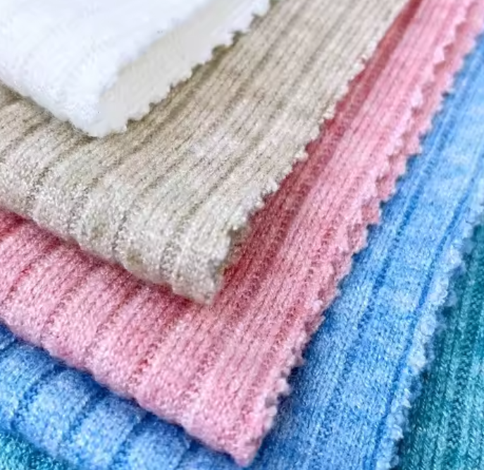 High quality Chinese knitting multicolored knitted ribbed sweater spandex viscose nylon fabric viscose fiber fabric