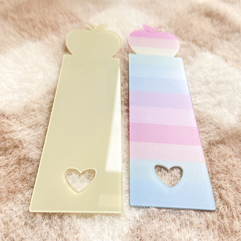 Custom Colored Acrylic Love Apple Bookmarks Rainbow Rectangle Shape Frame Promotional Bookmarks