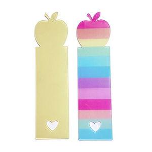 Custom Colored Acrylic Love Apple Bookmarks Rainbow Rectangle Shape Frame Promotional Bookmarks