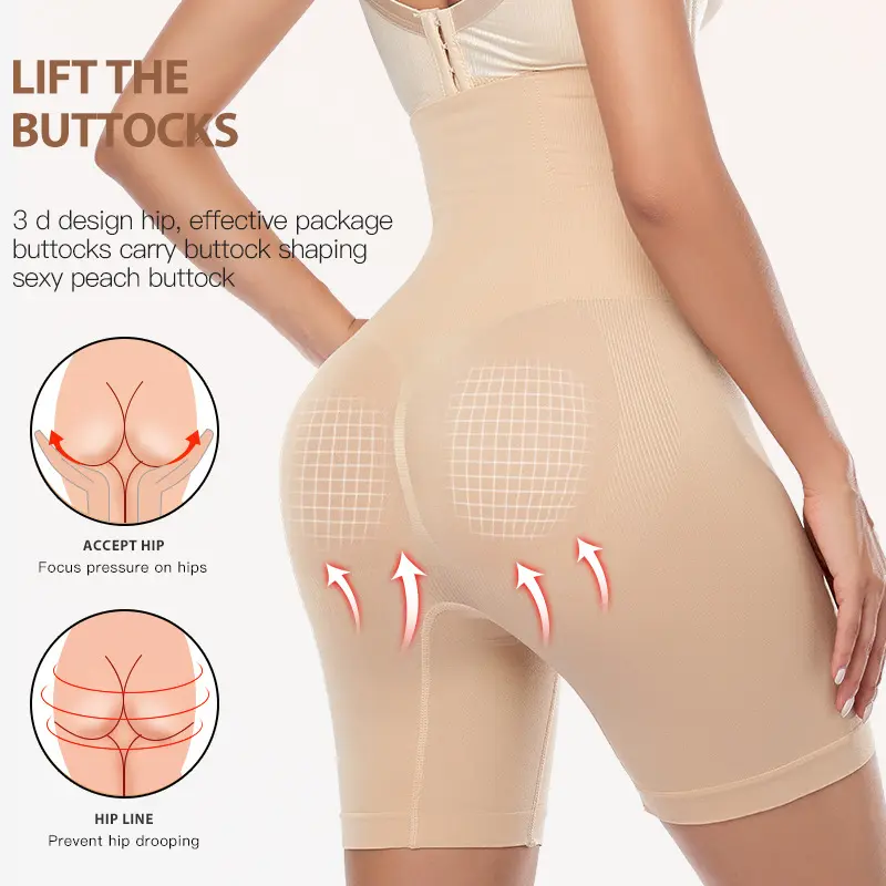 Plus Size Breasted Women High Waist Body Shapewear Firm Tummy Control Pants Hook Butt Lifter Buttocks Thigh Slim Girdle Panties