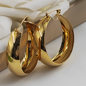 USENSET high quality big hoop earrings stainless steel minimalistic18k gold plated glossy finish earrings