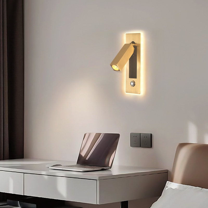 Top Selling indoor LED bedside headboard lighting embedded wall light wall mount reading lamp wall lamp brass