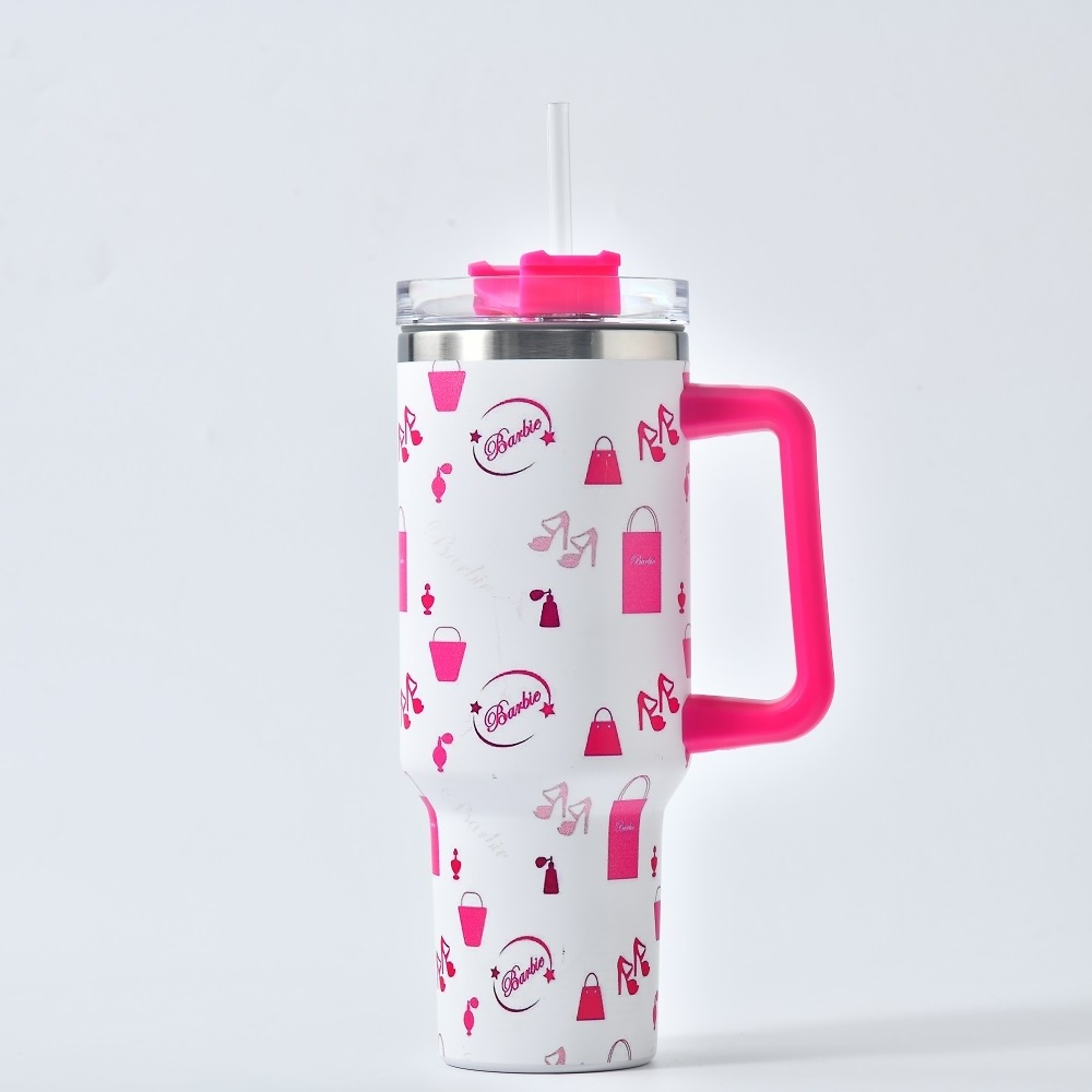 USA warehouse Heart Print Stainless Steel Valentine's Day Cup 40 oz Tumbler With Handle And Straw