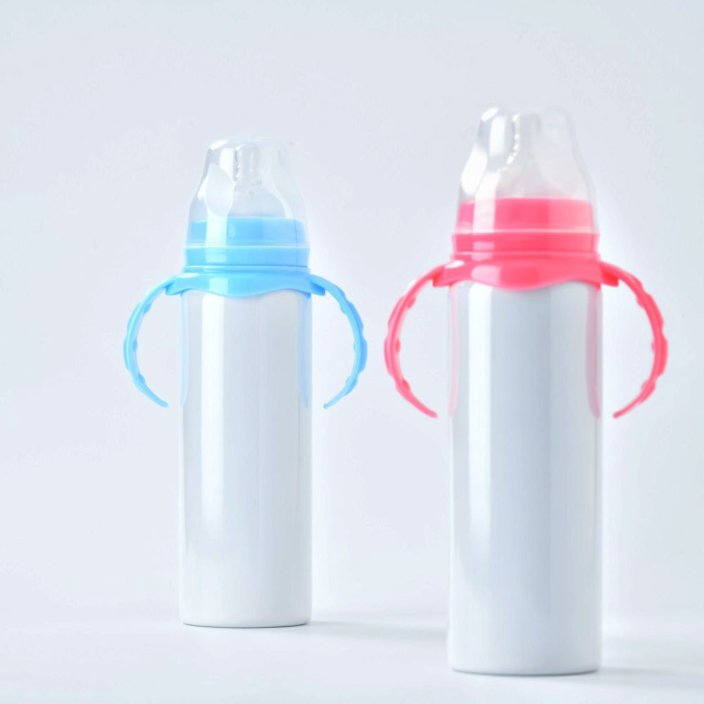 US Warehouse stocked 8oz Stainless Steel Double Walled Children Safe Baby Feeding Bottle Straight Sublimation Sippy Cup