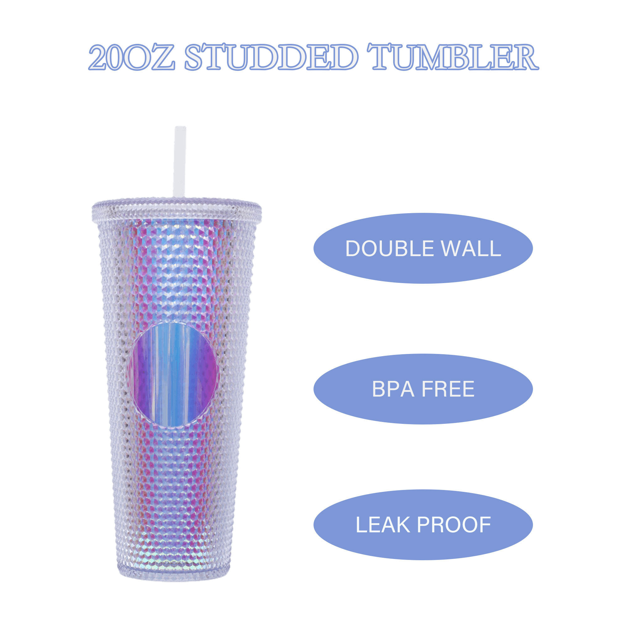 Modern Double Wall 24oz Reusable BPA Free Diamond Drinking Cup Double Wall Plastic Tumbler with Lid and Straw