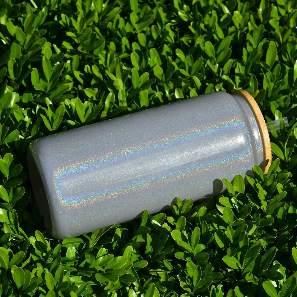 New Beer Can Shaped Cup 16oz 20oz blank sublimation glitter holographic glass cans drinking glass jar with lids and straws