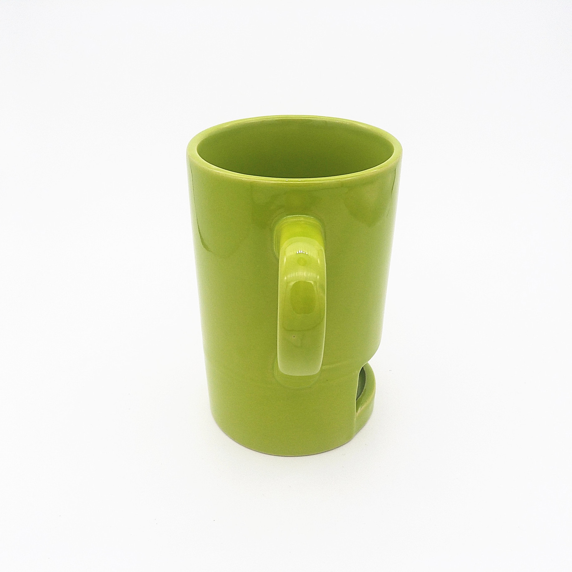 GZYSL Factory custom 3D Ceramic Coffee Milk Tea Face Mugs Green Cookies Cup with Dessert Biscuit Pocket Holder