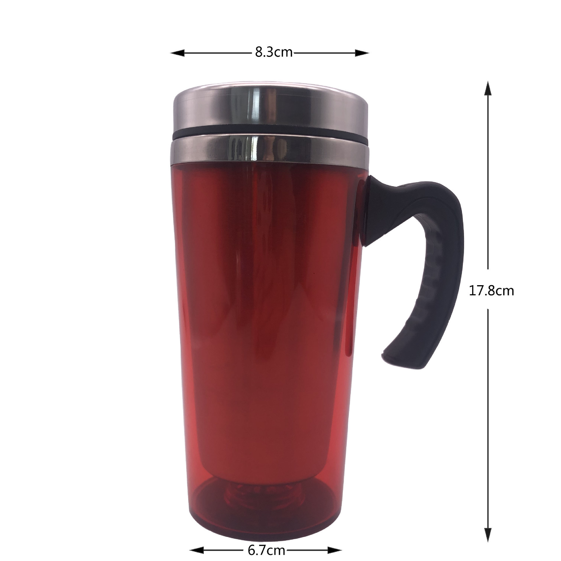 GZYSL wholesale custom logo 16 oz double walled plastic stainless steel promotional mug with lid and handle