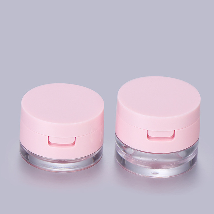 Wholesale 3g 5g portable mini clamshell cosmetic packing empty pink Loose powder box with mirror