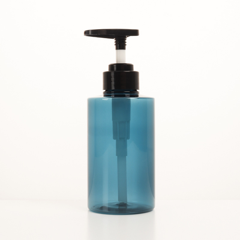 Plastic bottles wholesale 300ml PET transparent Blue Gray RED Conditioner Shampoo Bottles with Pump Lottion Pump bottle