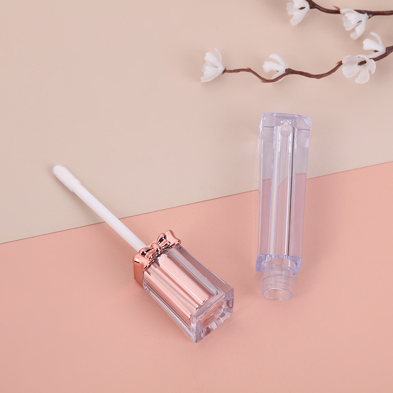 4ml custom luxury lip tint bottle rose gold bow square empty lipgloss tube lip gloss containers tube lip gloss tubes