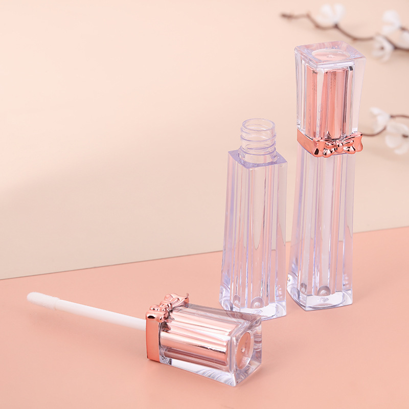 4ml custom luxury lip tint bottle rose gold bow square empty lipgloss tube lip gloss containers tube lip gloss tubes