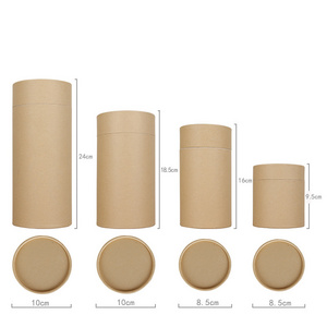 Custom Kraft Brown Round Tube Paper Flower Cylinder Gift Box Recycle Craft Paper Tube paper cans packaging boxes