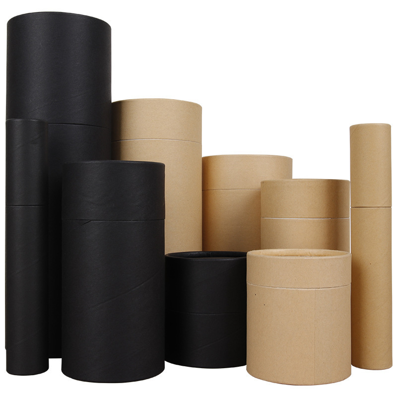 Custom Kraft Brown Round Tube Paper Flower Cylinder Gift Box Recycle Craft Paper Tube paper cans packaging boxes