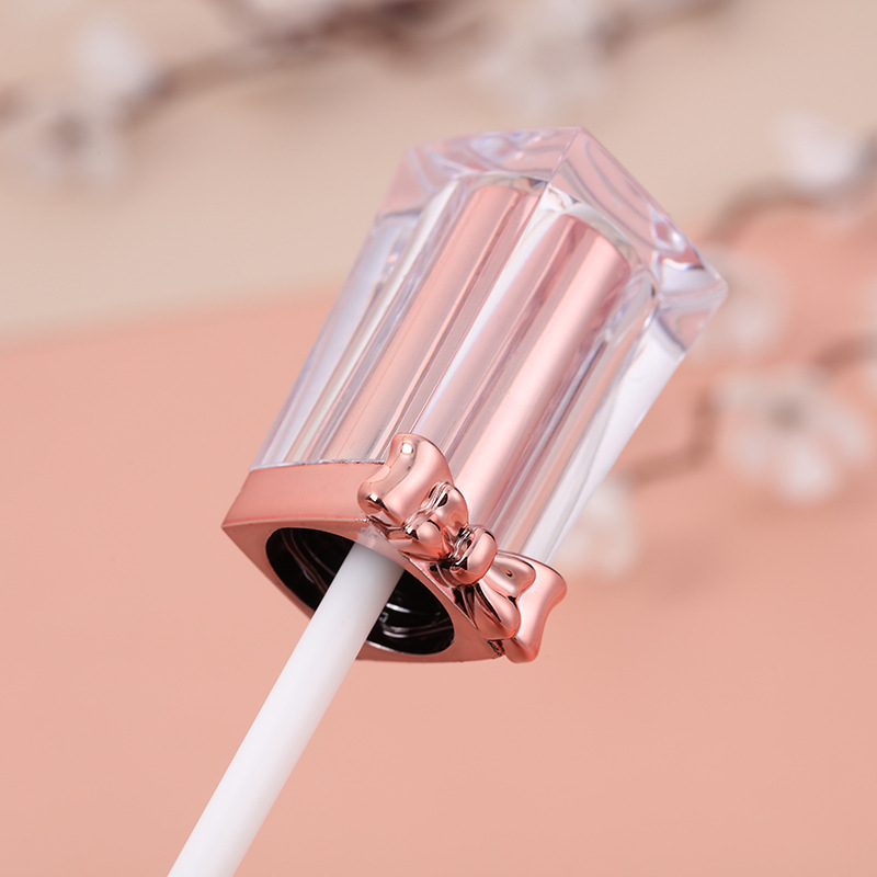 4ml custom luxury lip tint bottle rose gold bow square empty lipgloss tube lip gloss containers tube lip gloss tubes