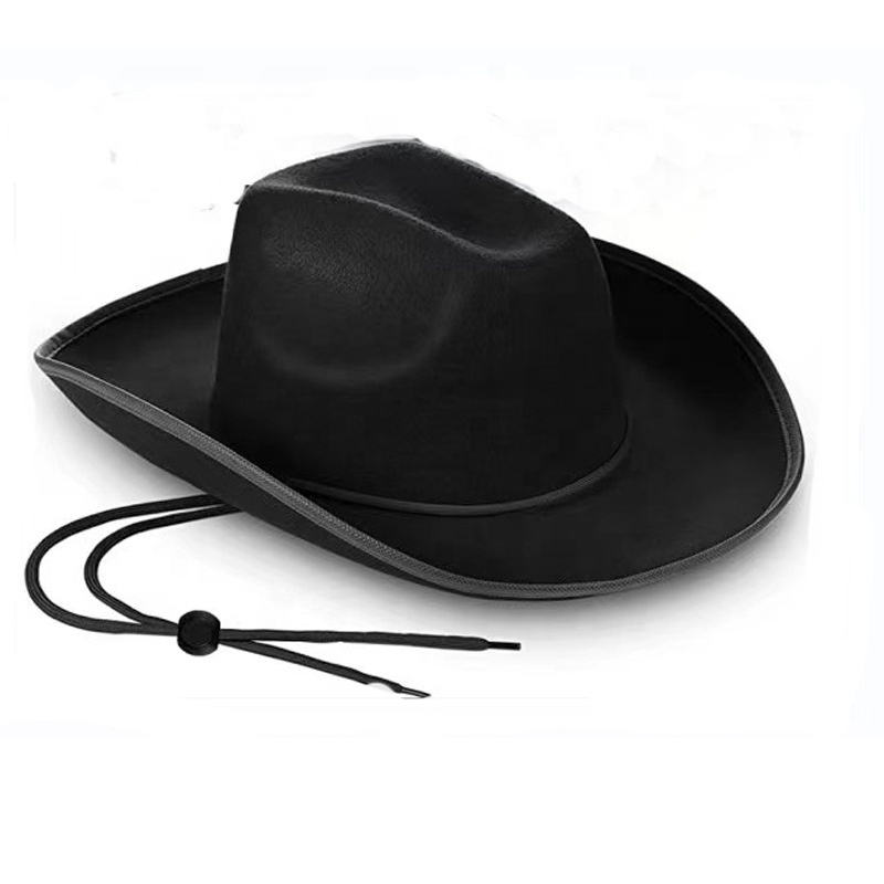 Wholesale Plain Red White Felt Cowboy Hat Adult Women Men Blue Black Pink Western Cowboy Hat With String