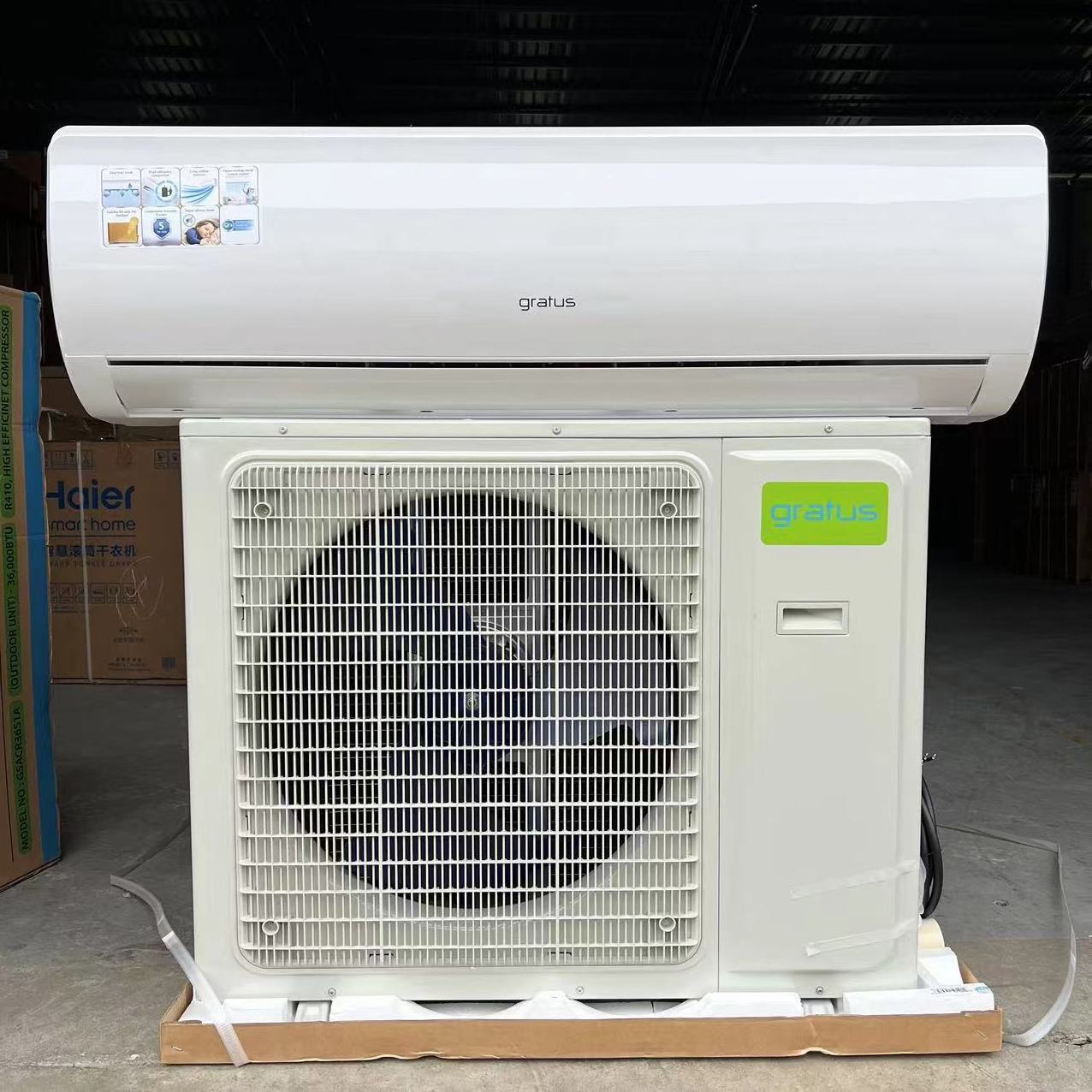 UAE GRATUS 3 TON 36000btu high wall air conditioner 220V 50hz R410a T3 cooling only fast turbo cooling golden fin 4D air flow