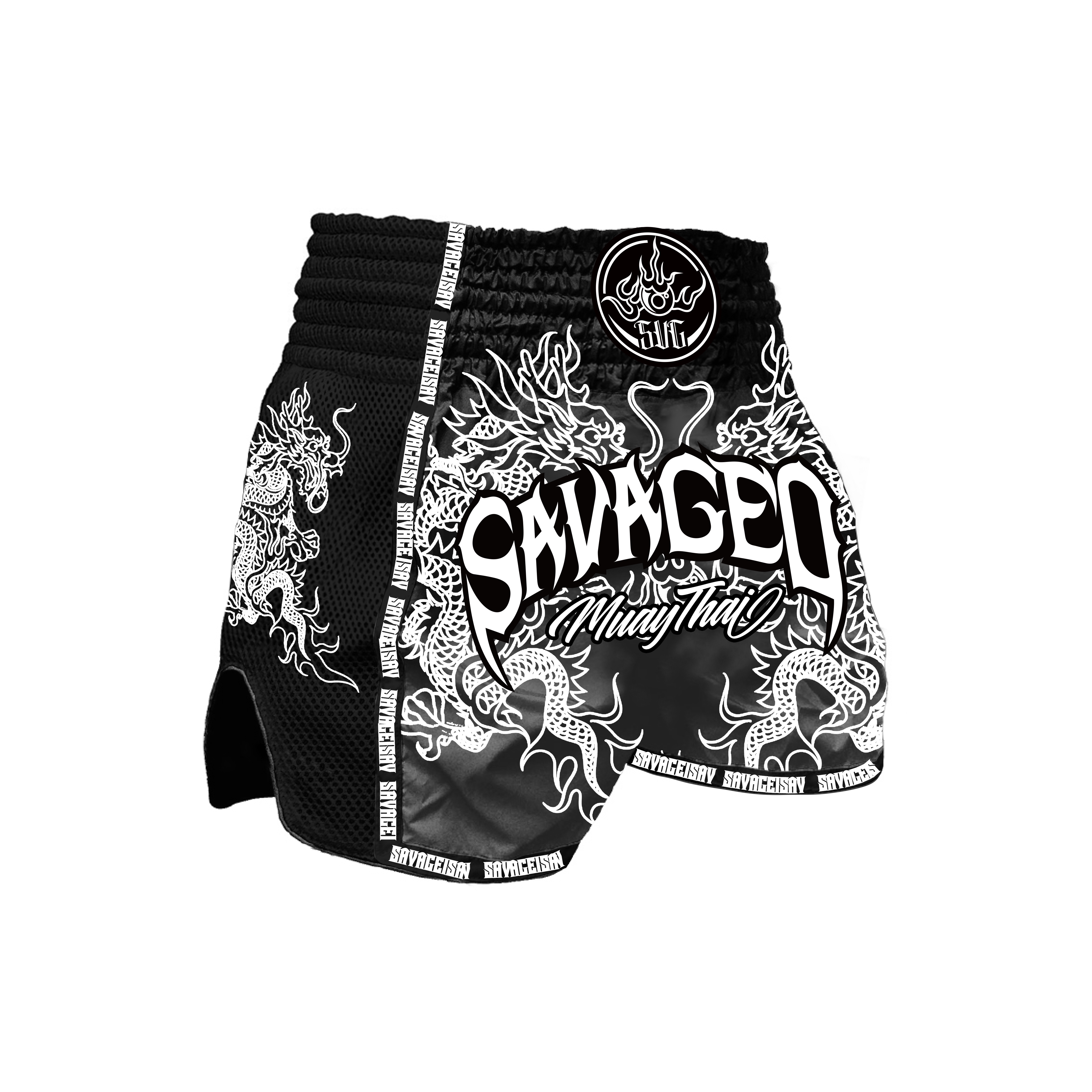 Embroidery muay thai shorts custom short muay thai kick boxing shorts