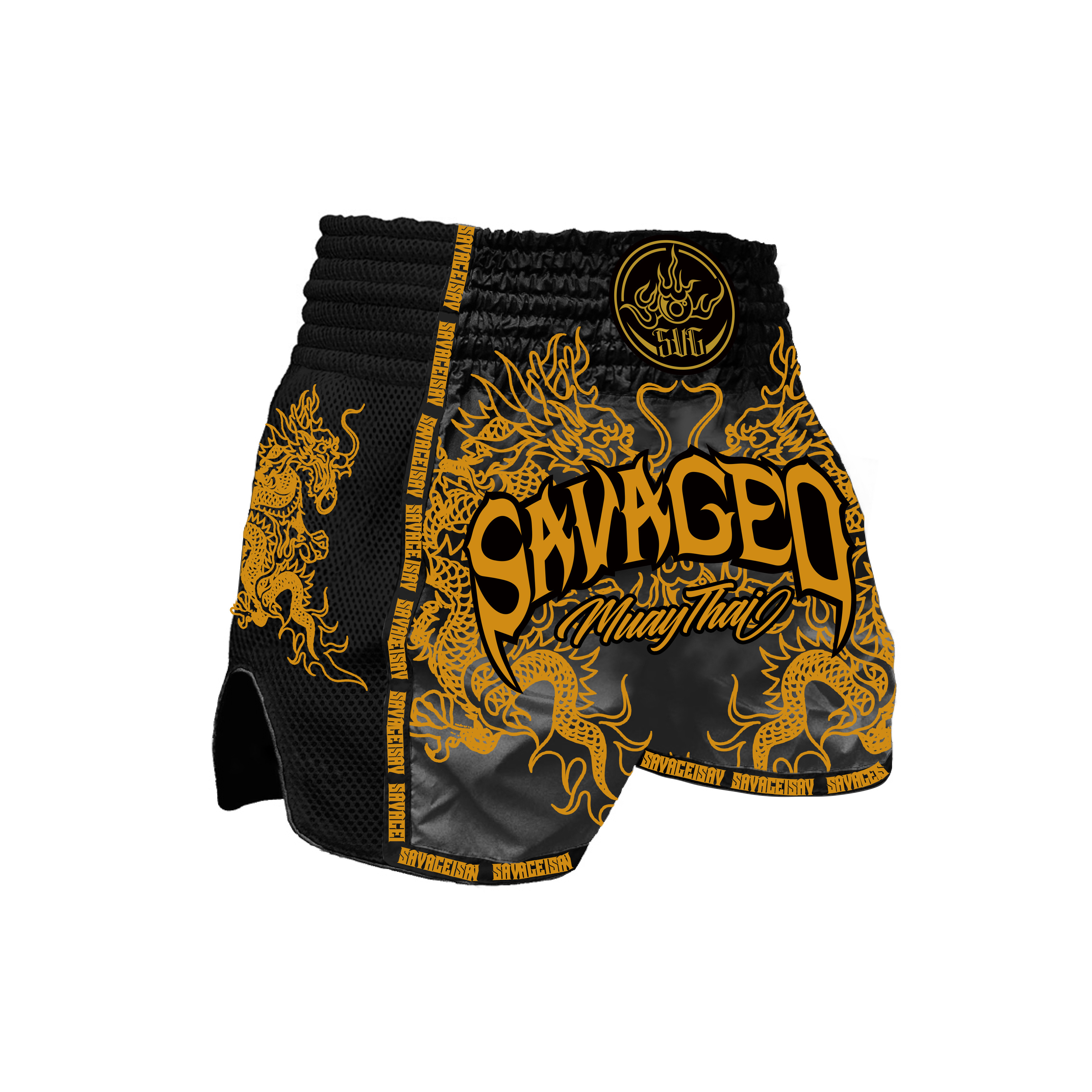 Embroidery muay thai shorts custom short muay thai kick boxing shorts