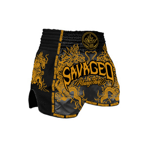 Embroidery muay thai shorts custom short muay thai kick boxing shorts